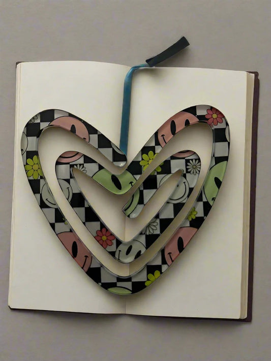 Smiley Faces Heart-Shape Bookmark